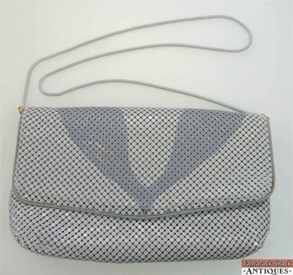 Vintage Pelle Italia Grey Metal Mesh Enamel Dress Purse Clutch Bag ...