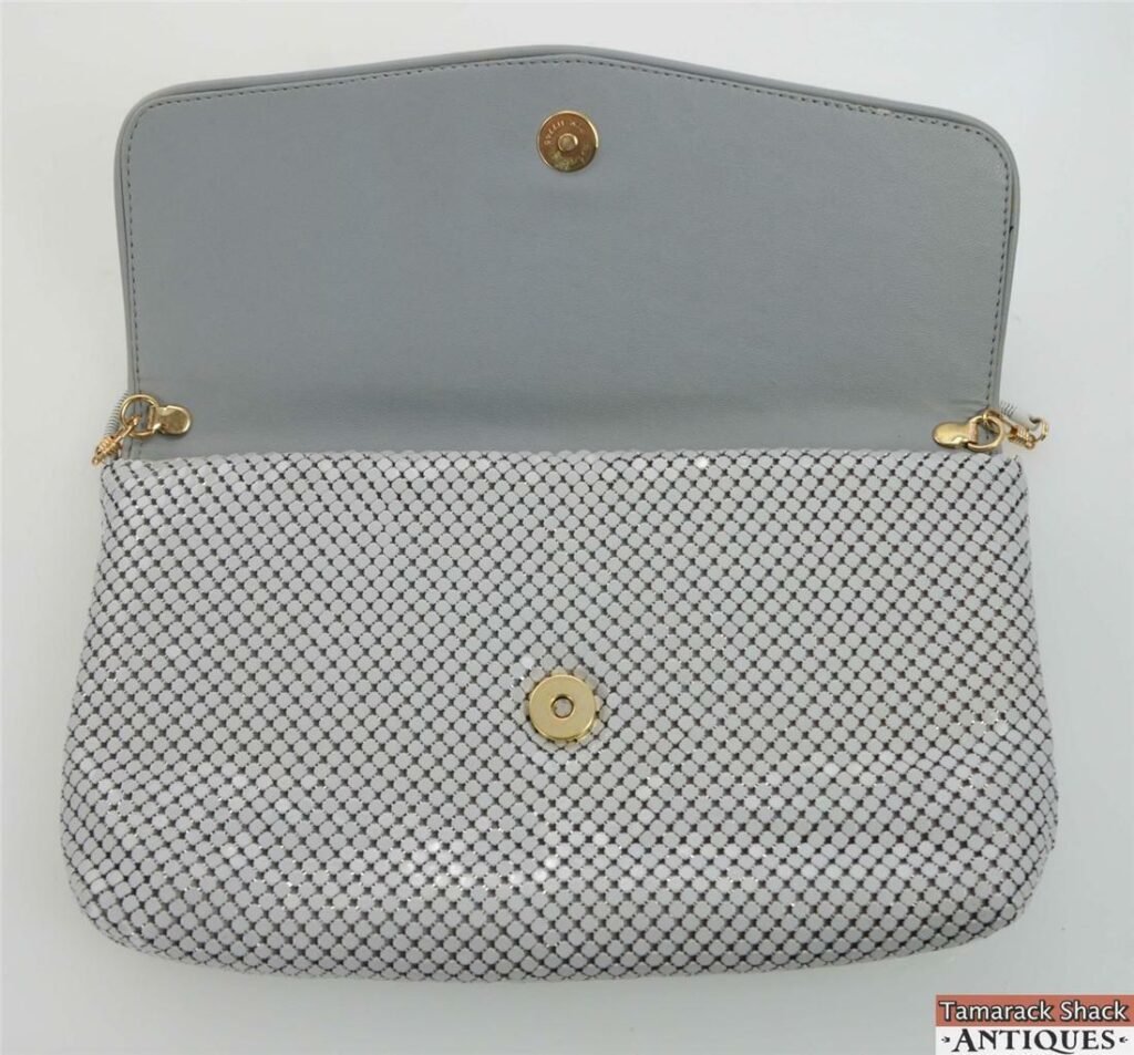 Vintage Pelle Italia Grey Metal Mesh Enamel Dress Purse Clutch Bag ...