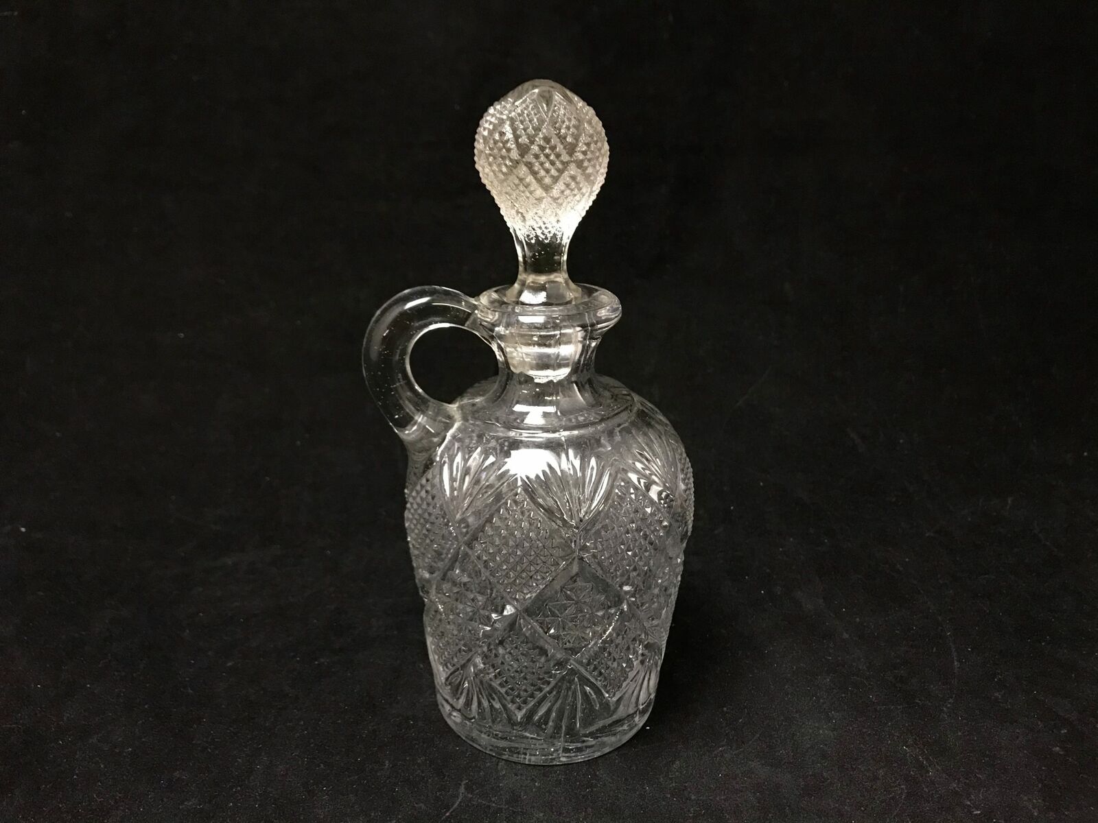 Vintage Pressed Glass Liquor Spirits Glass Decanter Bottle & Stopper |22463