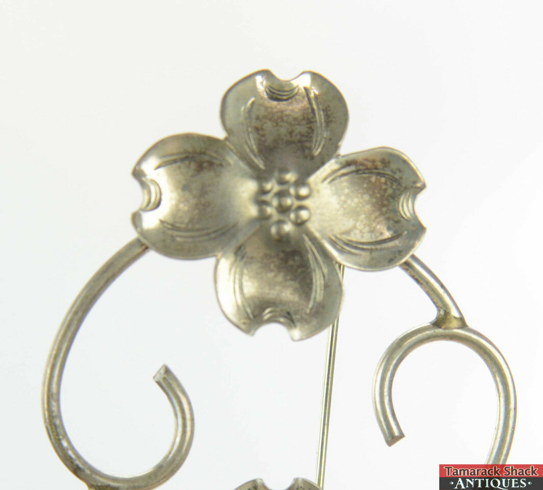 Vintage Sterling Silver .925 Stuart Nye Double Dogwood Flower Pin Brooch 2 1/8" - Image 4