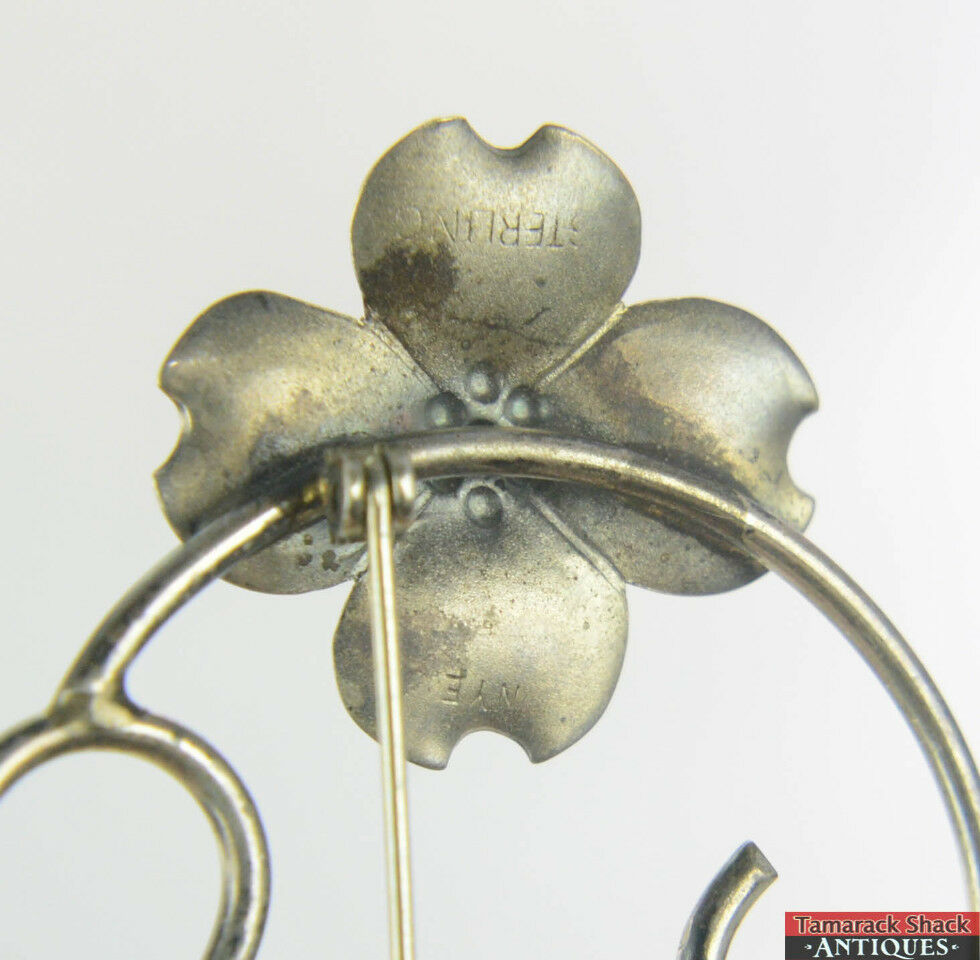 Vintage Sterling Silver .925 Stuart Nye Double Dogwood Flower Pin Brooch 2 1/8" - Image 5