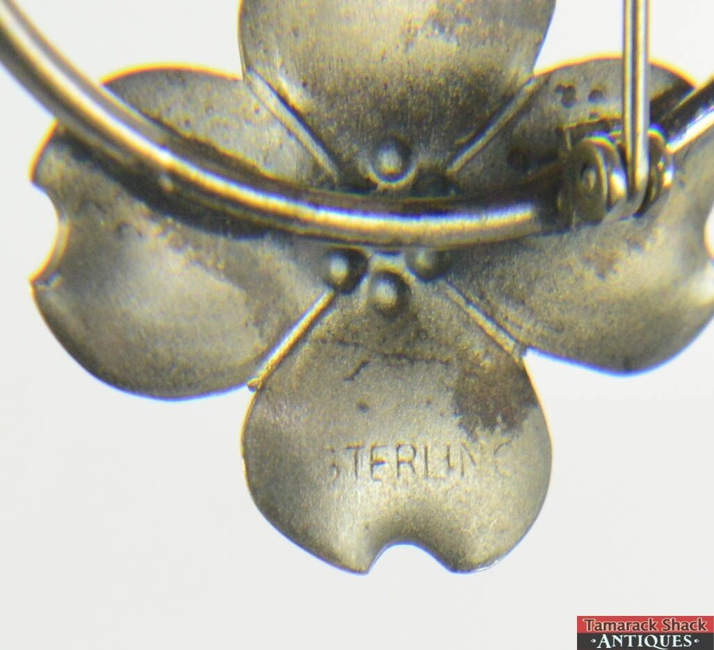 Vintage Sterling Silver .925 Stuart Nye Double Dogwood Flower Pin Brooch 2 1/8" - Image 7