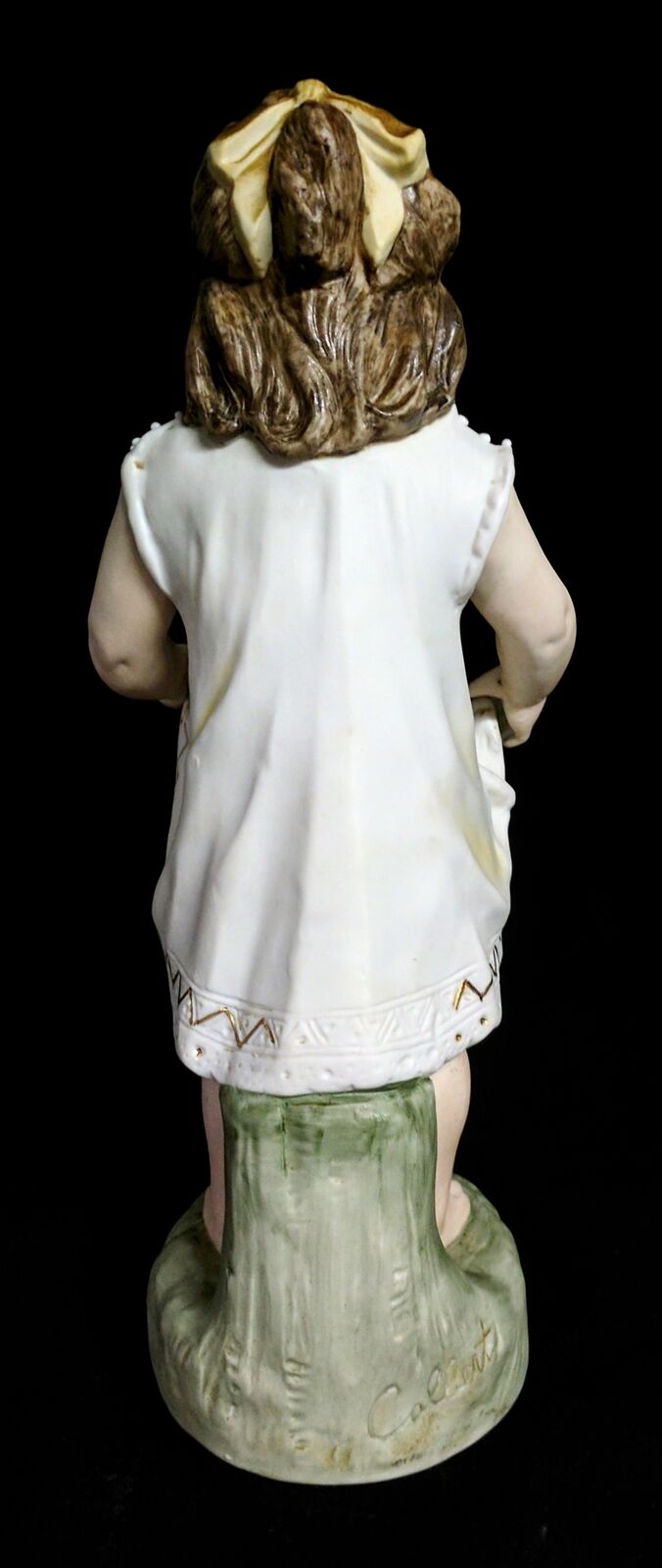 Vintage Victorian Hand Painted 12″ Girl with Puppy Figurine Signed Colbert - Image 5
