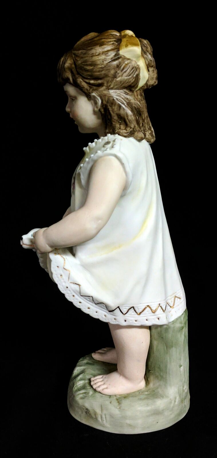 Vintage Victorian Hand Painted 12″ Girl with Puppy Figurine Signed Colbert - Image 6