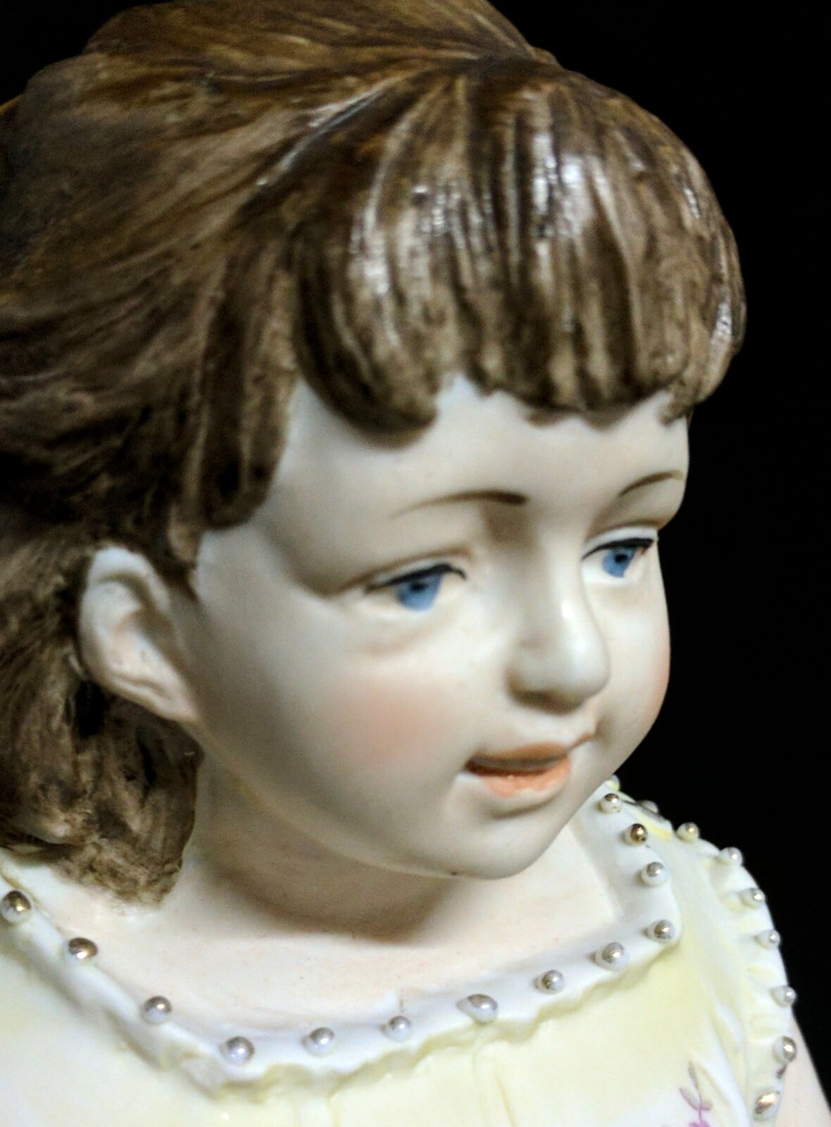 Vintage Victorian Hand Painted 12″ Girl with Puppy Figurine Signed Colbert - Image 8