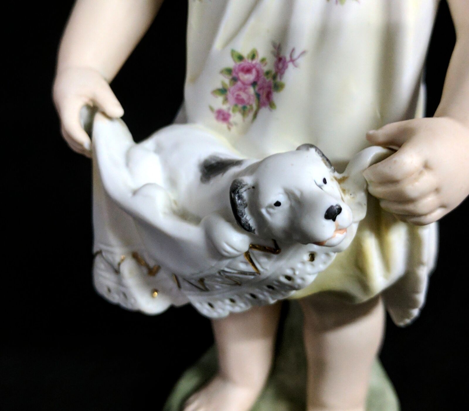 Vintage Victorian Hand Painted 12″ Girl with Puppy Figurine Signed Colbert - Image 9