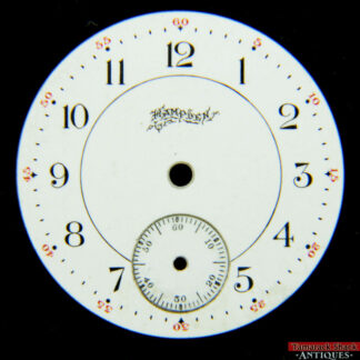 Antique Hampden Size 4/0 USA Porcelain Pocket Watch Dial White Subdial Cursive