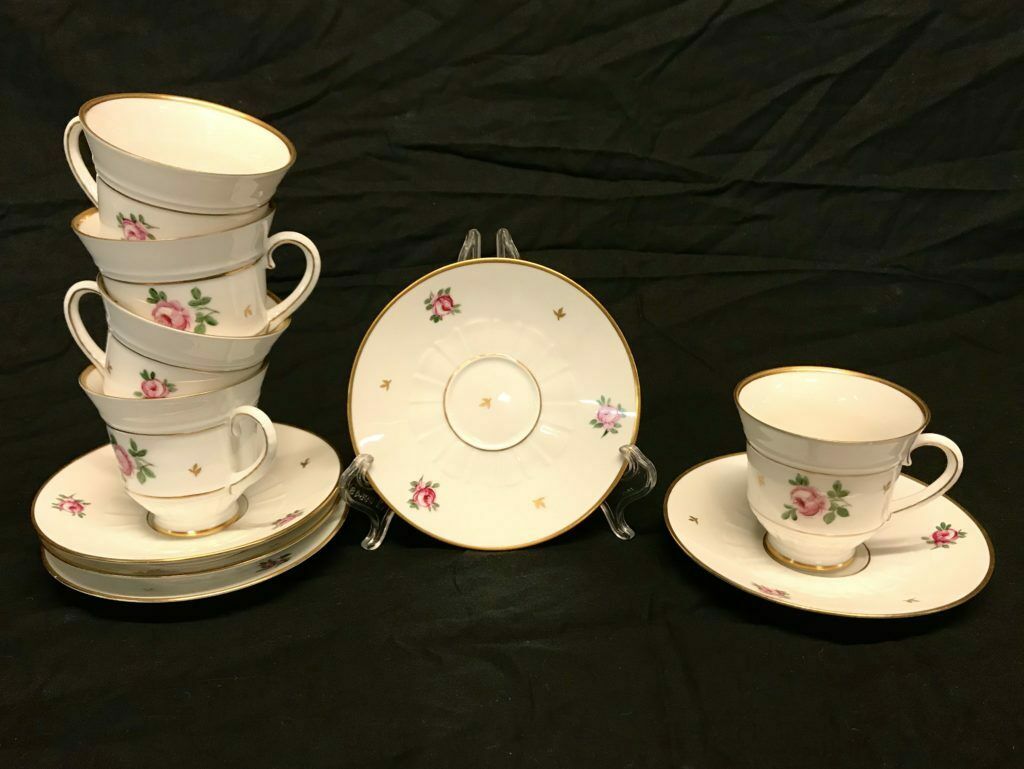 B&G Bing Grondahl Tea Cup & Saucer China Set, Rose Motif, 10pcs Total |  23153 – Tamarack Shack Antiques