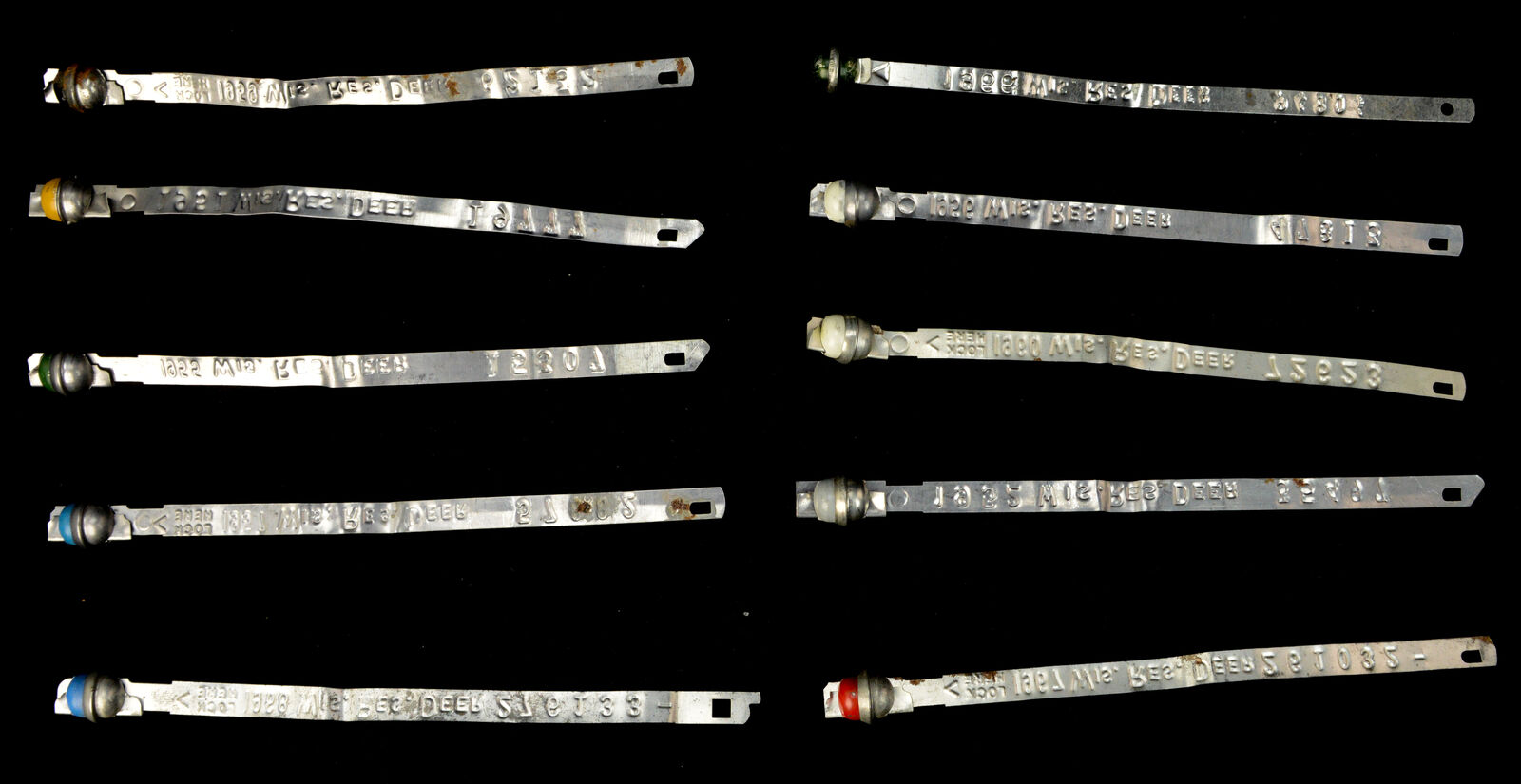 Lot of 10 Vintage Metal Hunting Wisconsin Deer Carcass Colored Tags