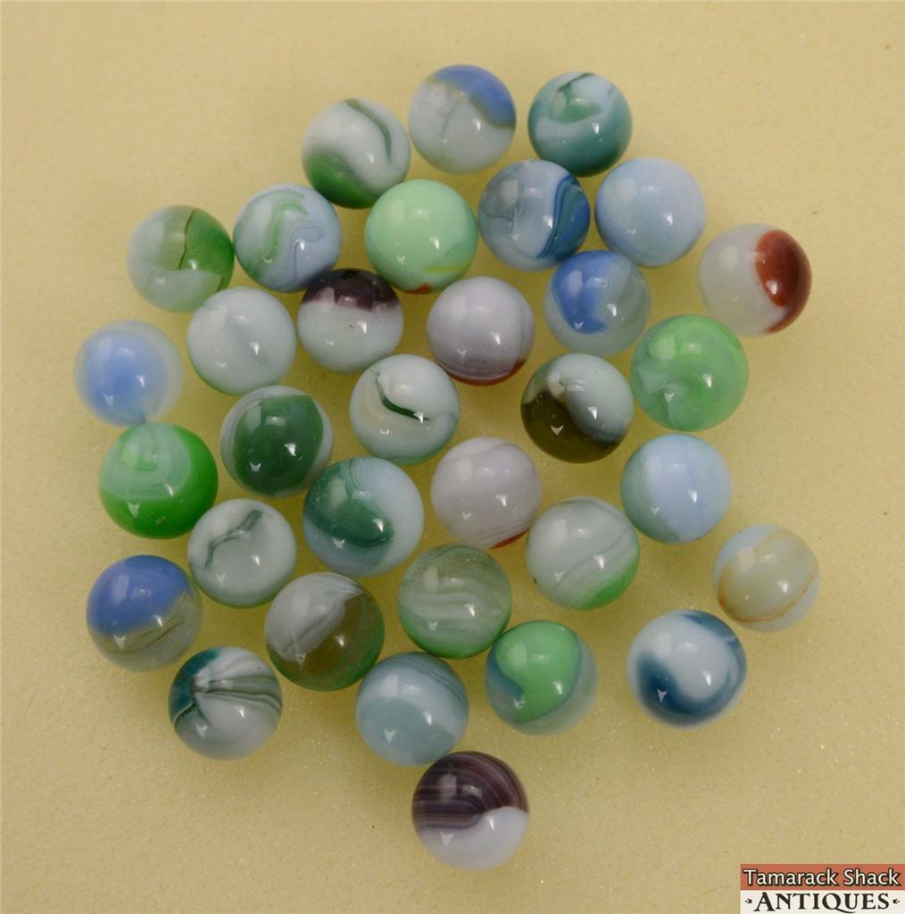 Lot of 30+ Translucent & Opaque MM Marbles w/ Brushed Patches Nice Variety LOOK! - Image 4