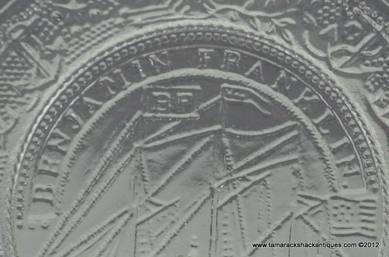 Lot of (4) EAPG Cup Plates Mini 3 1/2" Sibley House Benjamin Franklin Ship - Image 4