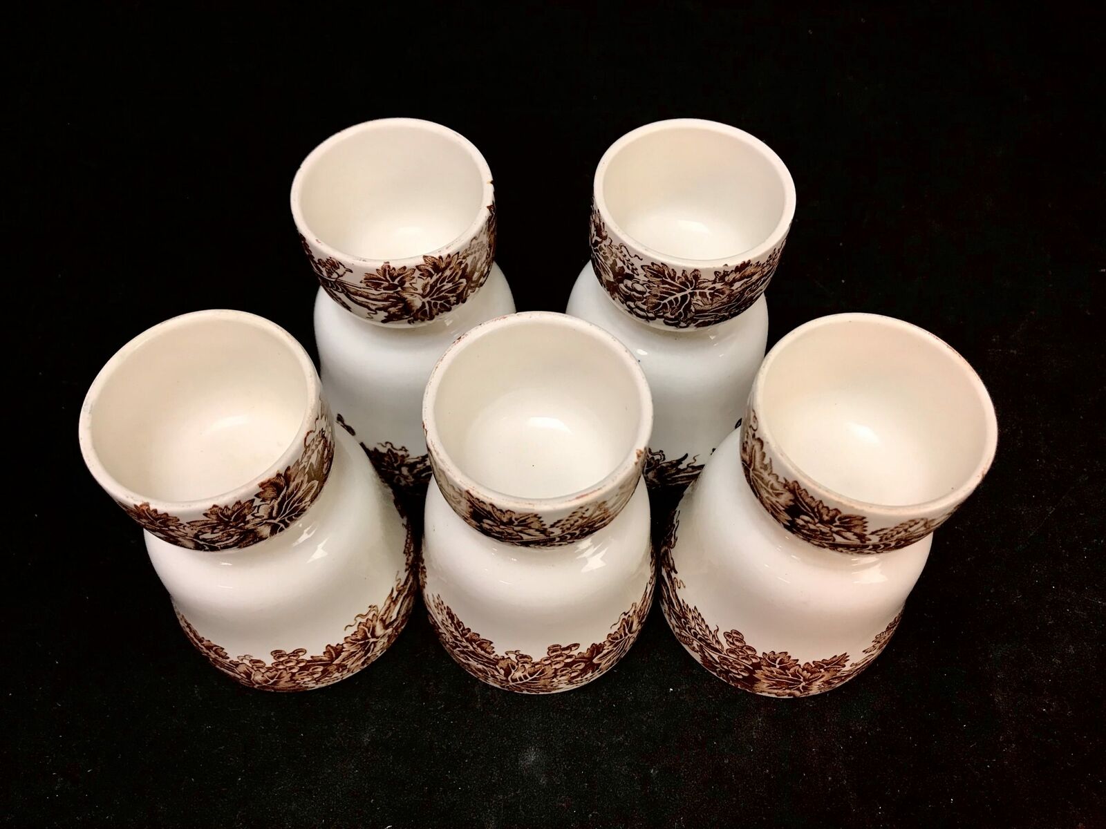 Vintage Booths Vine & Wheat Brown Pattern Double Egg Cups, Set of 5 | 23033 - Image 6