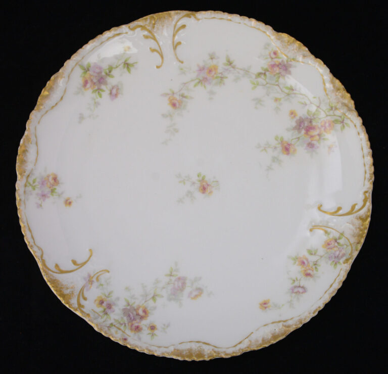 2 Theodore Haviland Limoges Schleiger ? Hand Painted Floral Double Gold