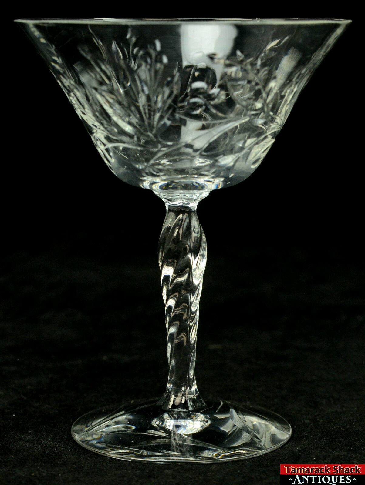 Champagne Sherbet Goblet Glass Fostoria Crystal Sweetheart Rose Pattern 