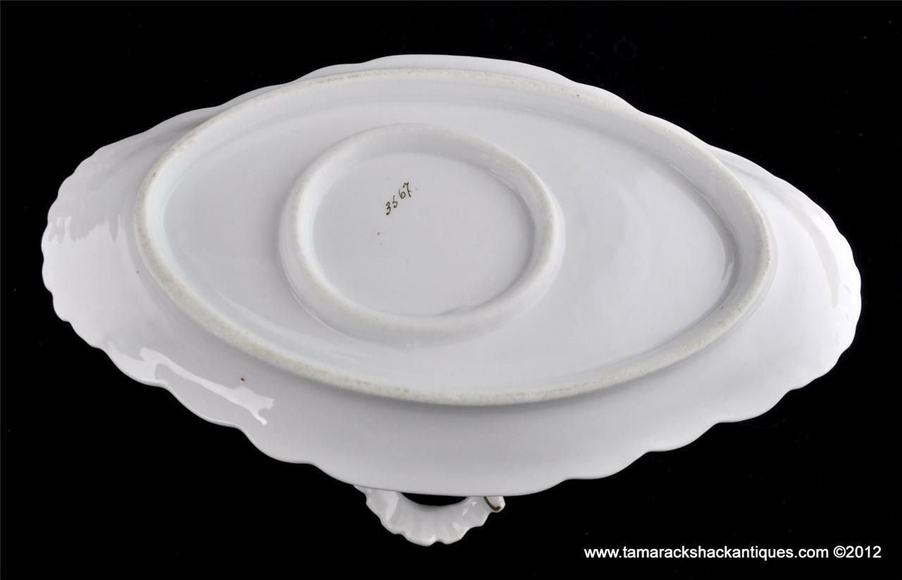 Antique Handled Porcelain Gravy Boat w/Attached Underplate Perch Fish Bavaria - Image 7