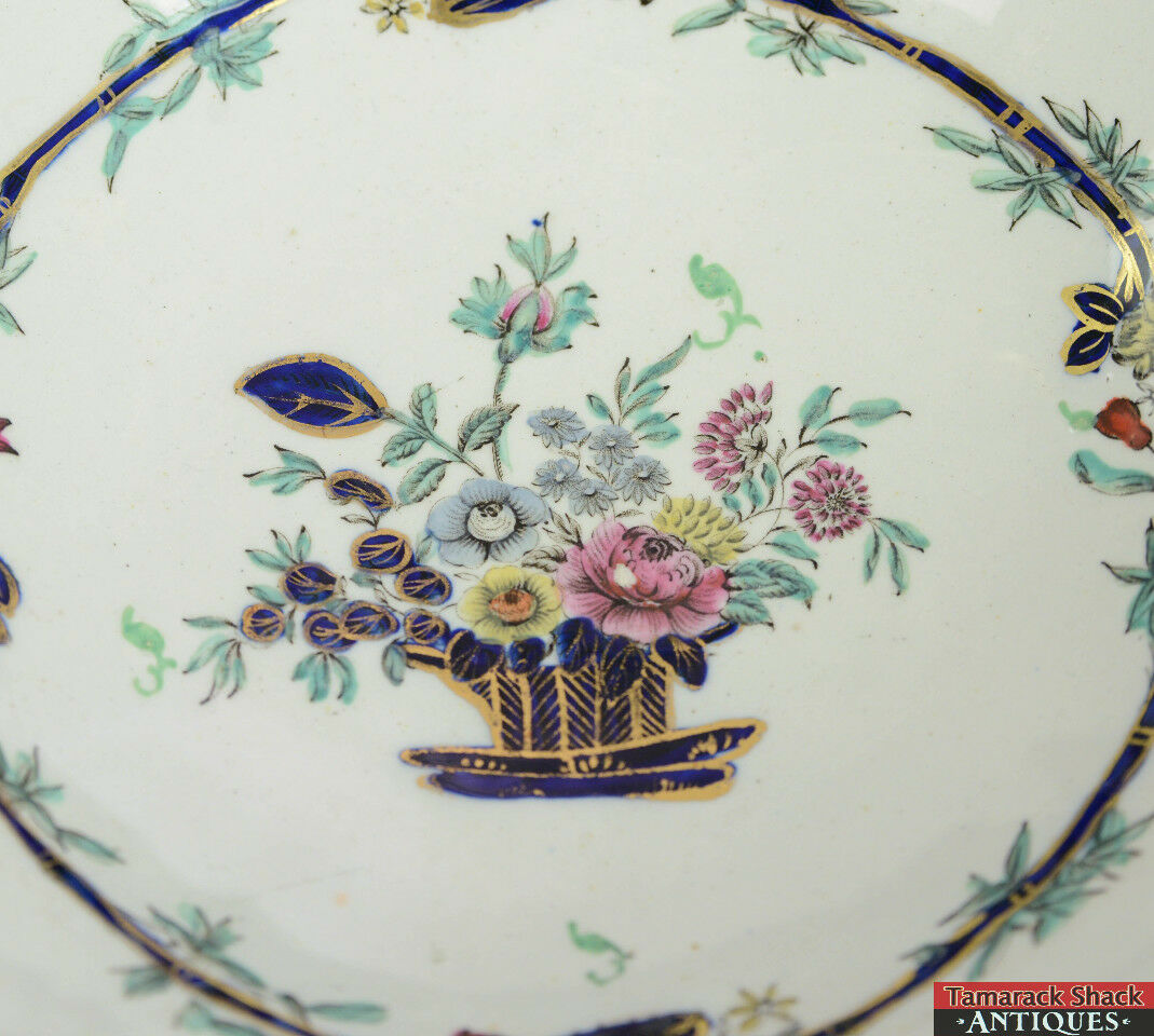 Antique Large Gaudy Welsh Handled Footed Gilded Cobalt Blue Imari Style Bowl T1X - Image 6