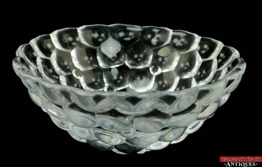 Clear Heavy Lead Crystal Bowl Serving Fruit Display Stacked Bubble Pattern L9Y