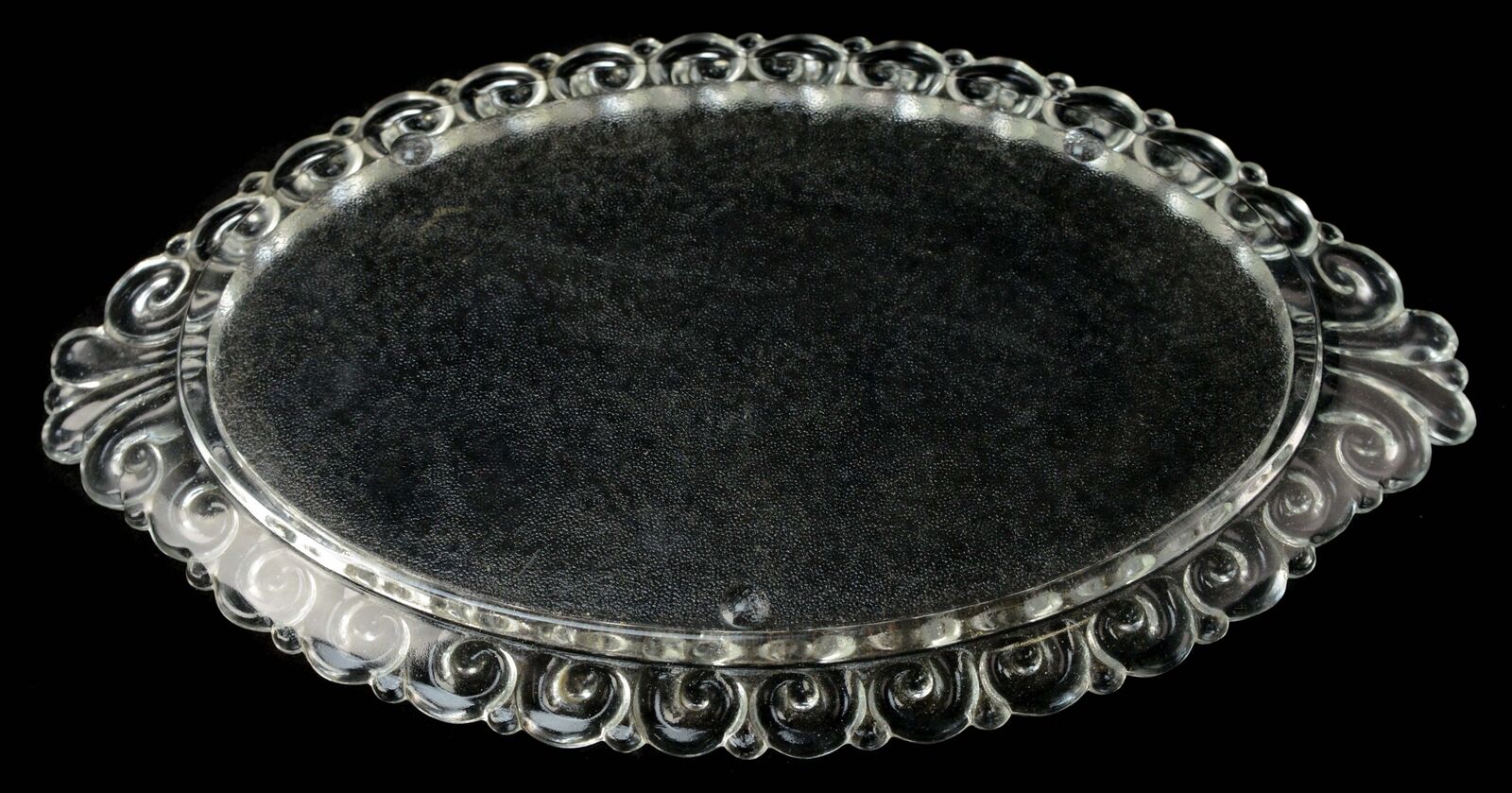 EAPG Victorian Frosted Glass Center Tray Scroll Edge Design 14 Inches Long - Image 4