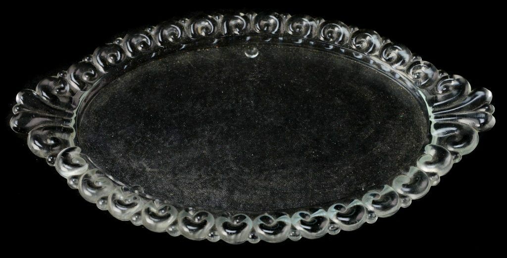 EAPG Victorian Frosted Glass Center Tray Scroll Edge Design 14 Inches Long