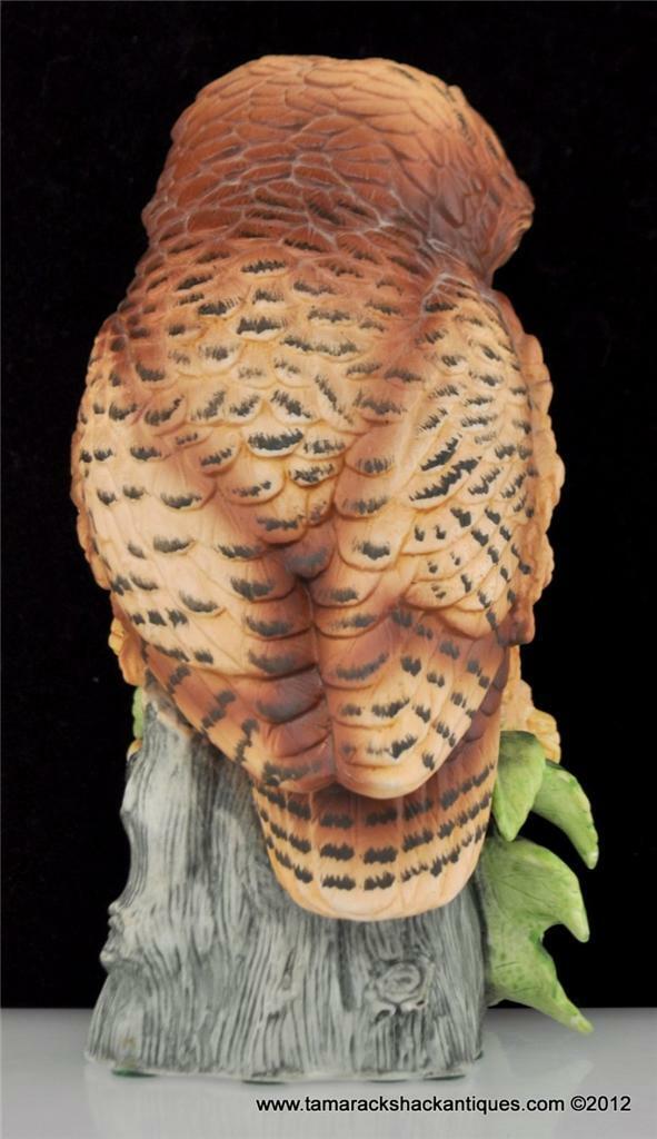 Andrea by Sadek Figurine Porcelain Collectible Elf Owl Bird on Holly 