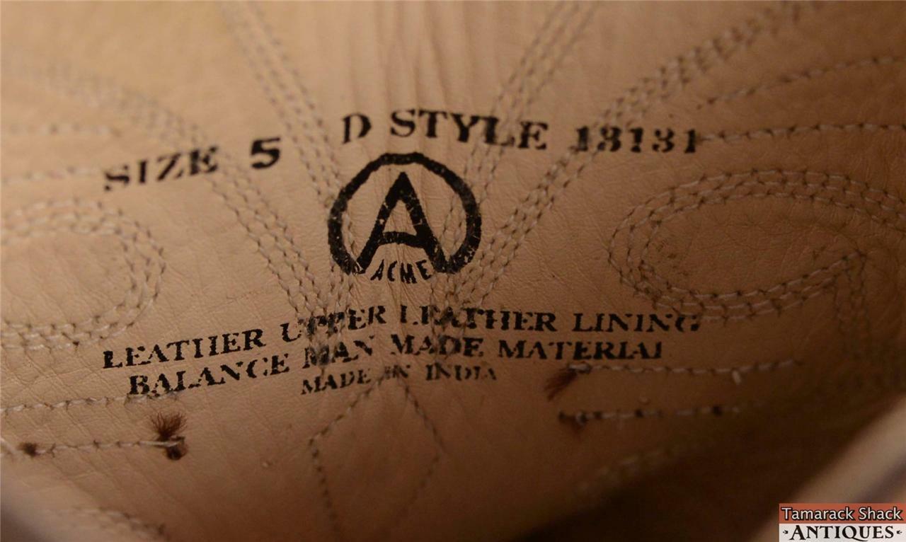 Vintage Acme Size 5 D Style 13131 Cowboy Boots Light Brown Tan Made in India - Image 8