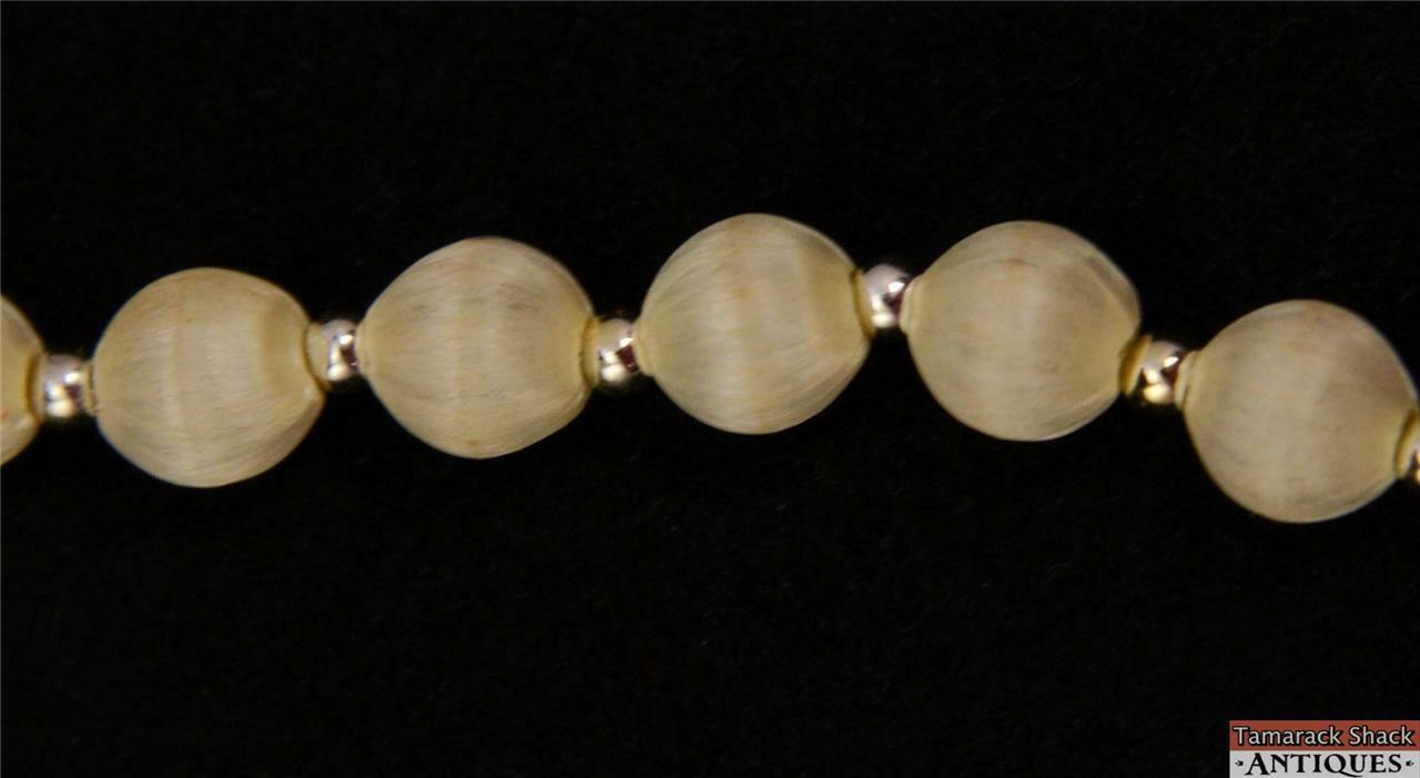 Vintage Egg Shell Off White Satin Ball Bead Endless Necklace 28" Long No Clasp - Image 3