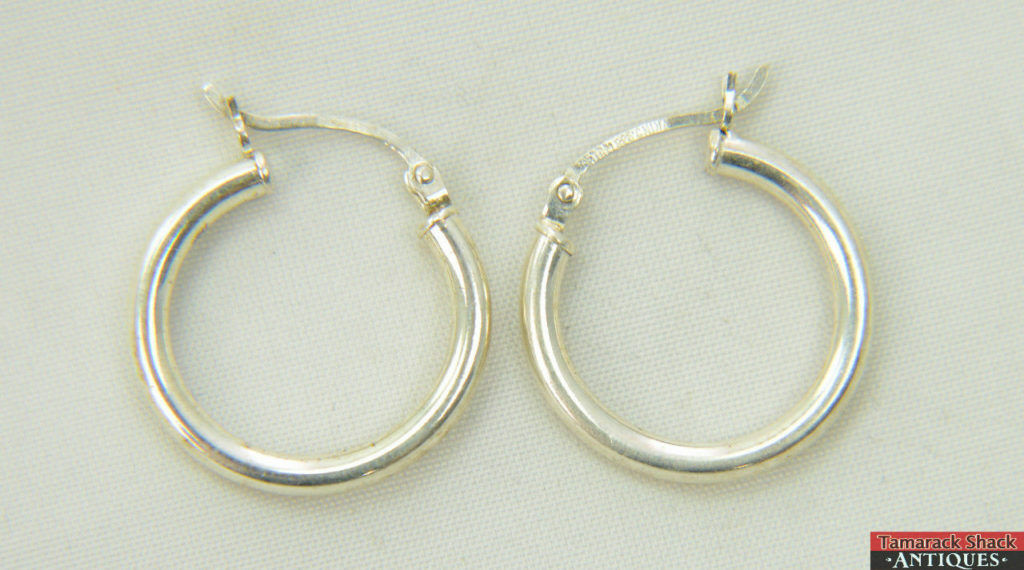 Vintage Sterling Silver 925 JCM China Hinged Hoop Earrings 2 Gr. 3/4