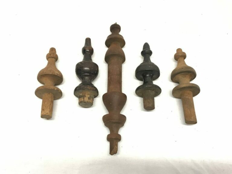 5 Assorted Antique Wooden Clock Finials, 3.5"6.5" Sizes ref 23250