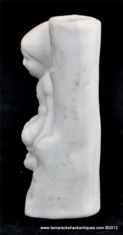 Antique Bisque Porcelain Bud Vase Boy Child Sitting On Bench White 2 1/2" Mini - Image 3