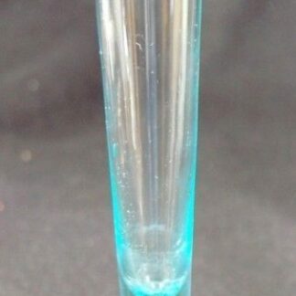 Aqua Blue to Clear Exclamation Mark Blown Art Glass 9" Tall Vase Ground Pontil