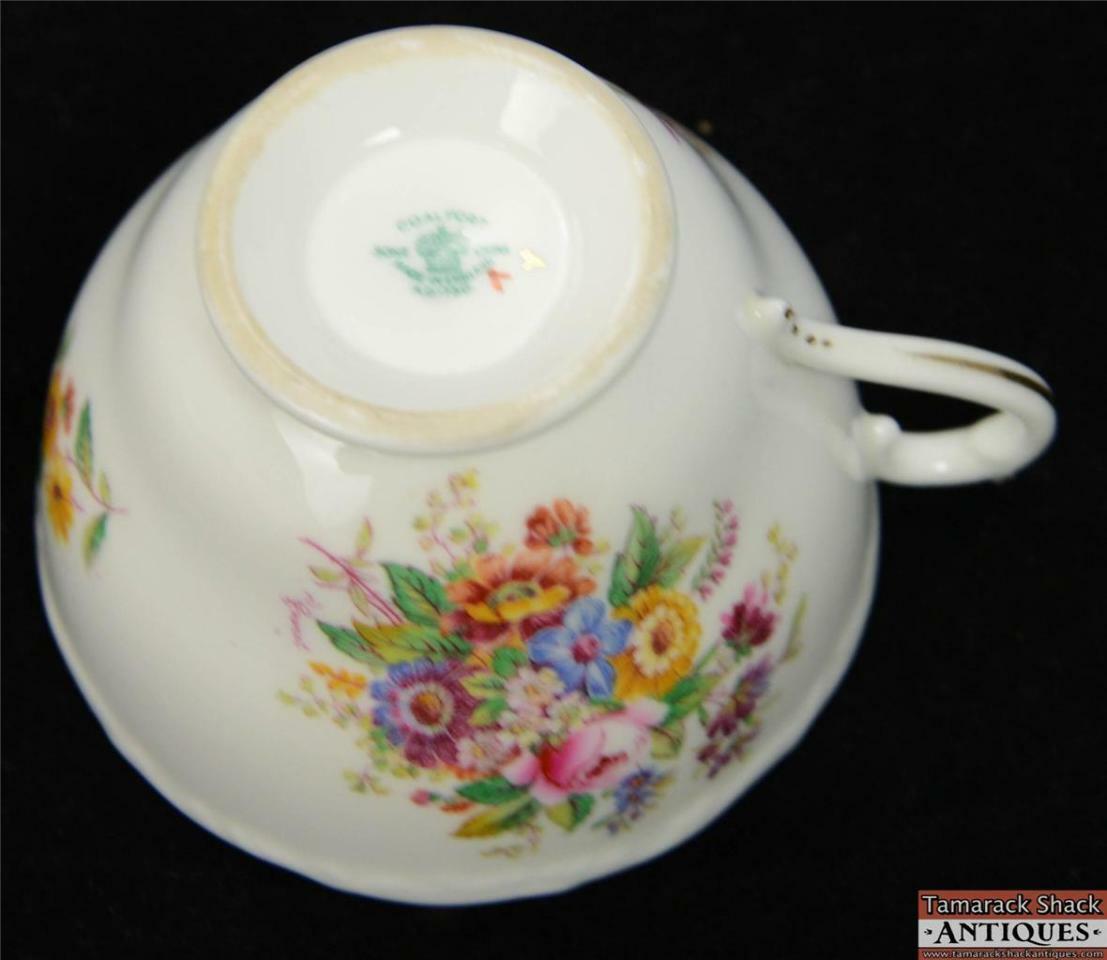 Coalport England Fragrance Teacup and Saucer Green #9507      LOWER PRICE NOW! 