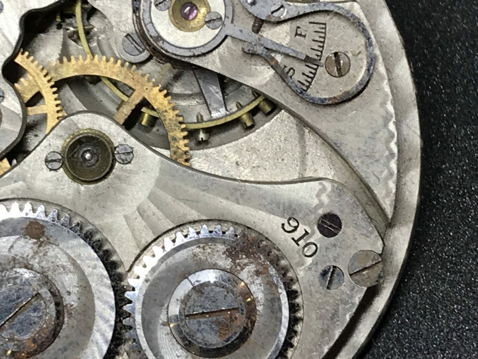 Hamilton 12s Pocket Watch Movement, Mod.1 G. 910, 17j, Ca. 1919, Parts or Rep... - Image 6