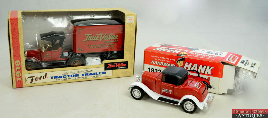 Lot of 2 Ertl 1932 Ford Roadster 1918 Ford Trailer True
