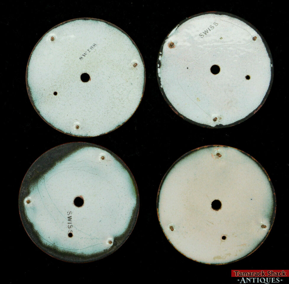 Lot of 4 Antique NY Standard Company USA Porcelain Pocket Watch Dials 18s - Image 3