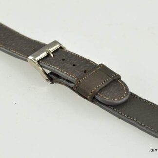 VTG NOS Wyler Gray Leather Straight White Stitch Silver Toned Buckle Watch Band
