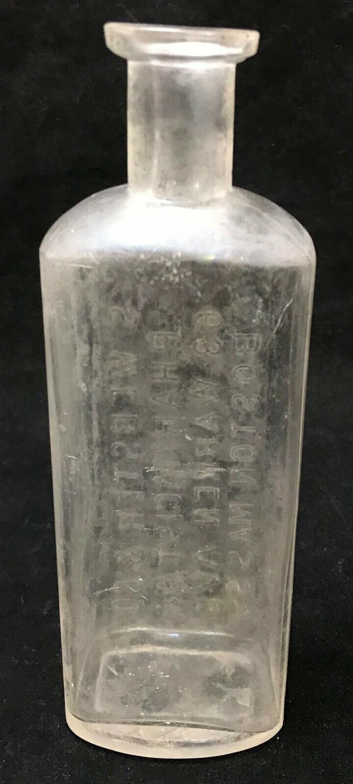 Vintage Embossed S. Webster & Co. Pharmacist's RX Apothecary Boston Glass Bottle - Image 4