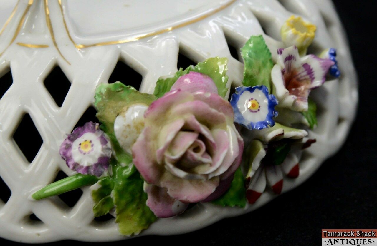 Vintage German Hand Painted Floral Purple Blue Yellow Green Three Footed Bowl - Image 6