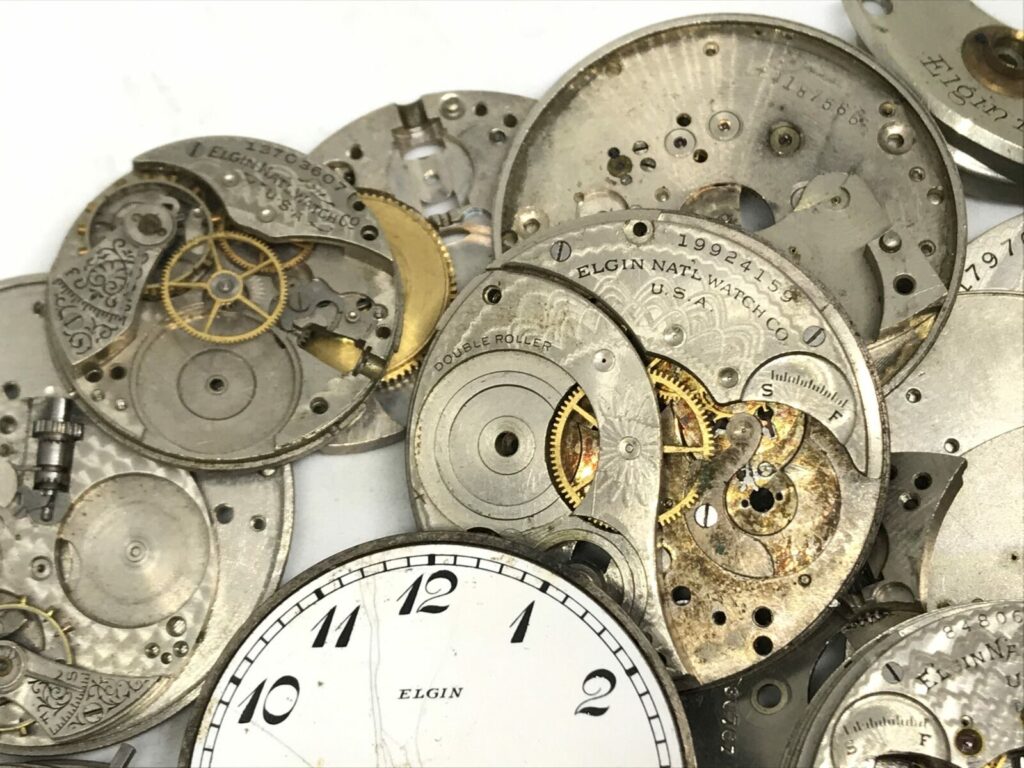 Antique Elgin Pocket Watch Parts for Repairs/Crafts, Movement Plates