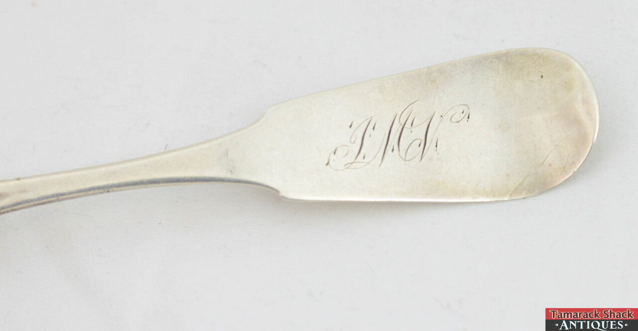 Antique Jacob J. Ladomus Monogrammed Coin Silver 5 7/8" Fiddle Handle Spoon - Image 3