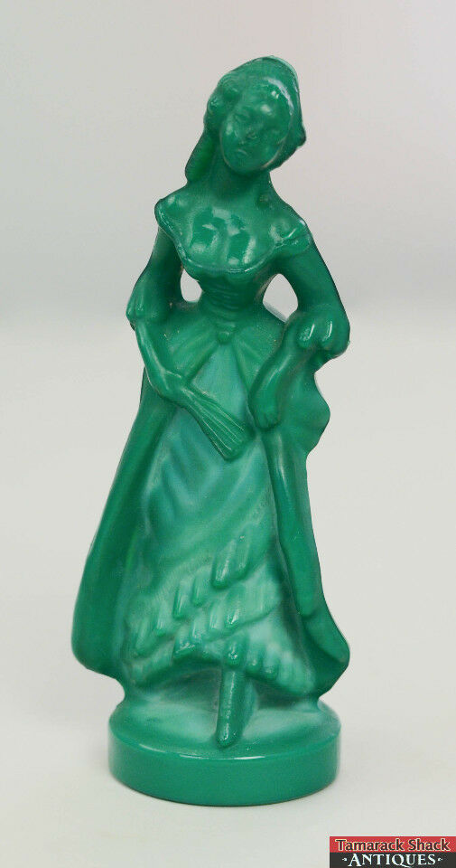 Colonial Lady Malachite Green Moser Glass Karlsbad Czech Figurine ...