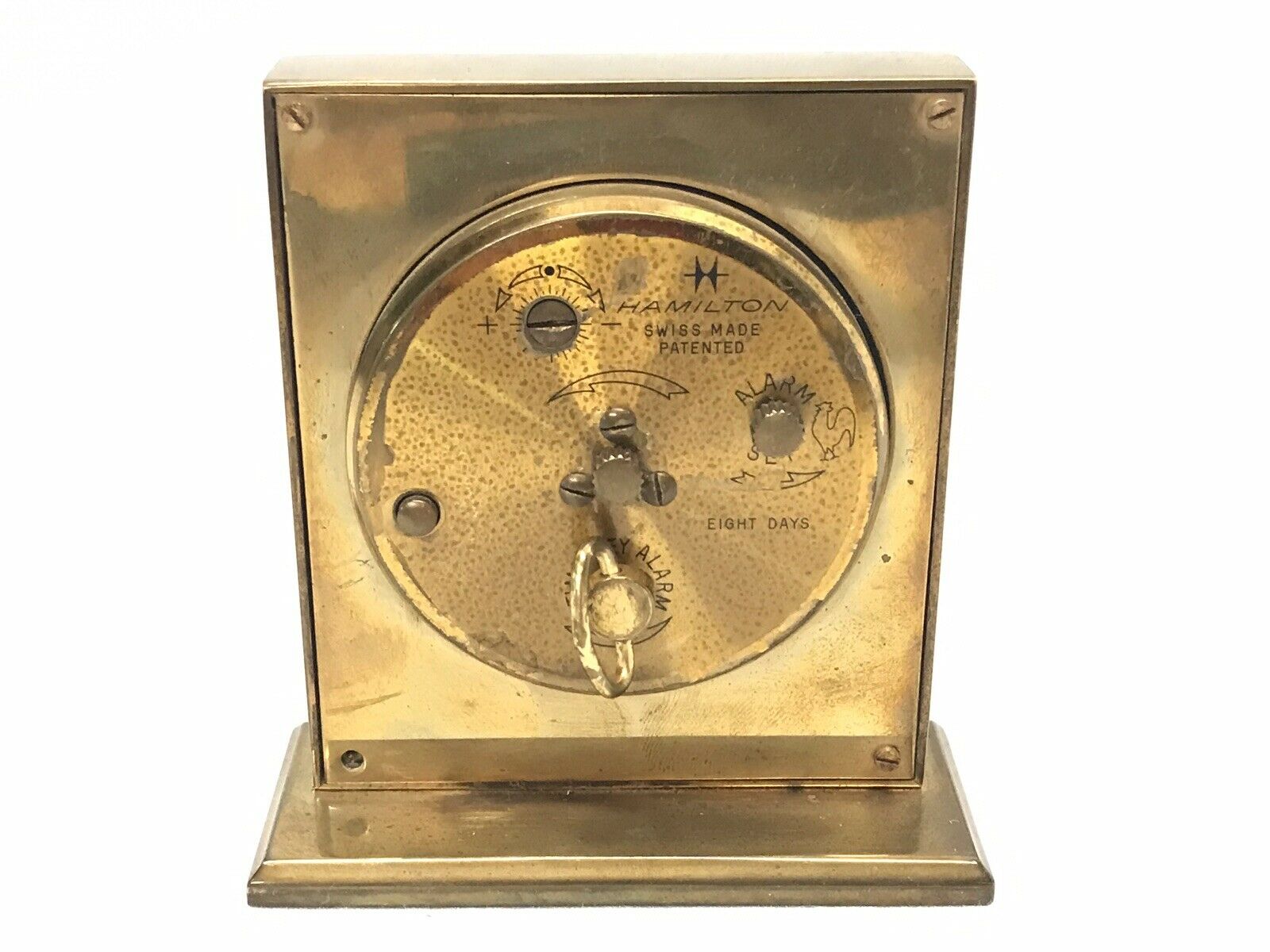 Hamilton 8Day 7 Jewel Brass Alarm Function Desk Clock, Swiss Made ref 20677 Tamarack Shack