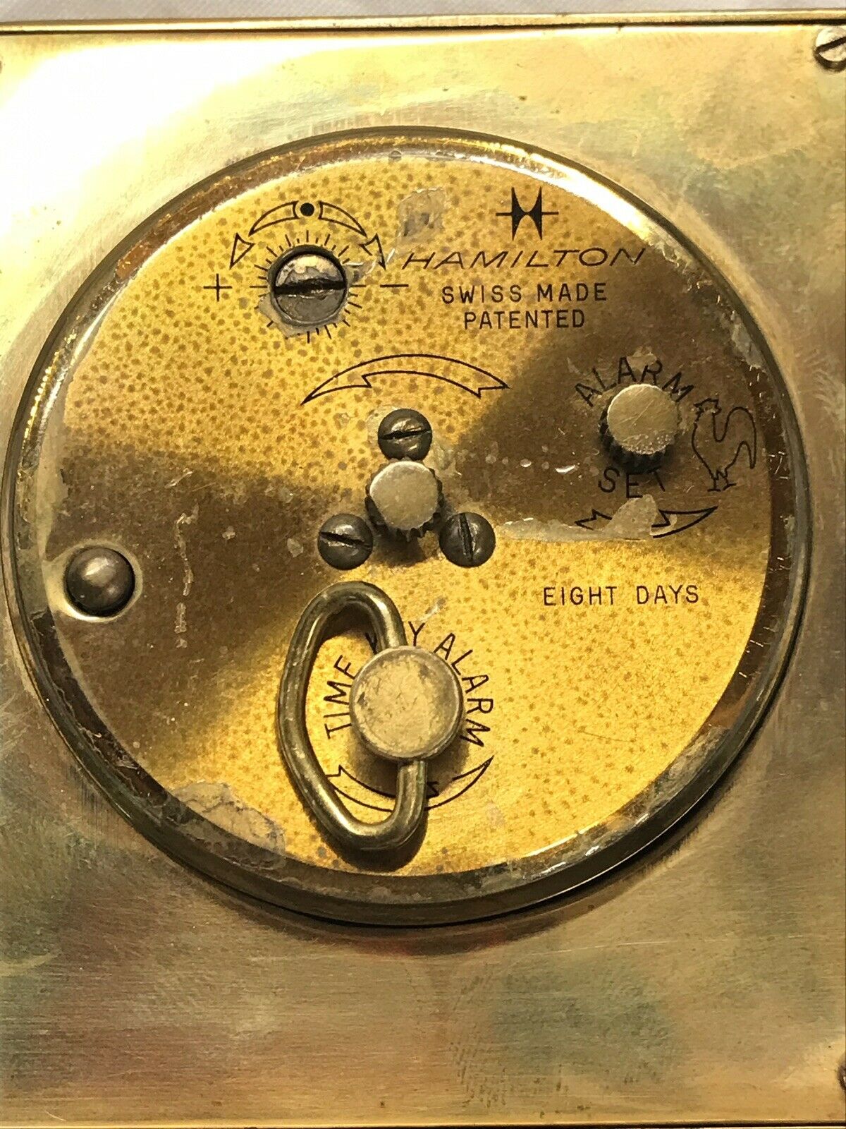 Hamilton 8Day 7 Jewel Brass Alarm Function Desk Clock, Swiss Made ref 20677 Tamarack Shack