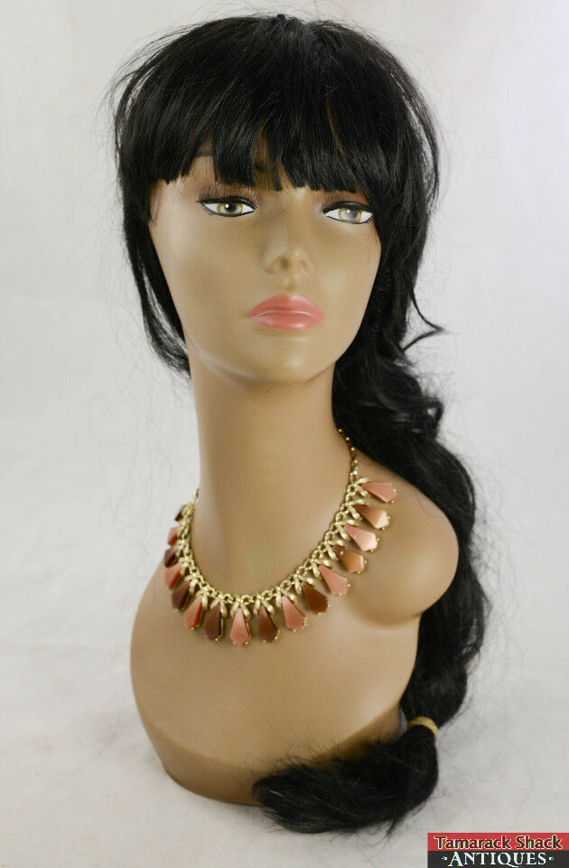 VTG 1950s Gold Tone Necklace Choker Peachy Taupe & Milk Chocolate Lucite Baubles
