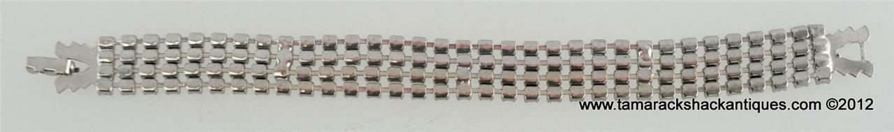 VTG Art Deco 4-Row Crystal White Rhinestone Bracelet Clear Silver Colored Flappe - Image 5