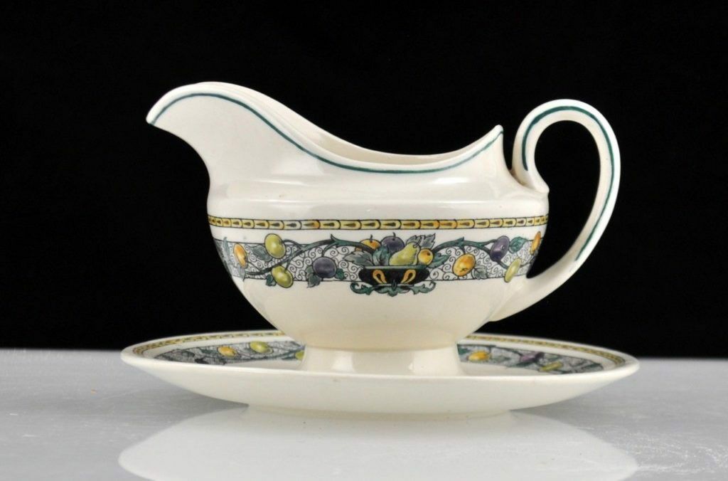 VTG Cauldon "Apple Border" Gravy Boat & Attached Underplate Autumn Harvest EXC+