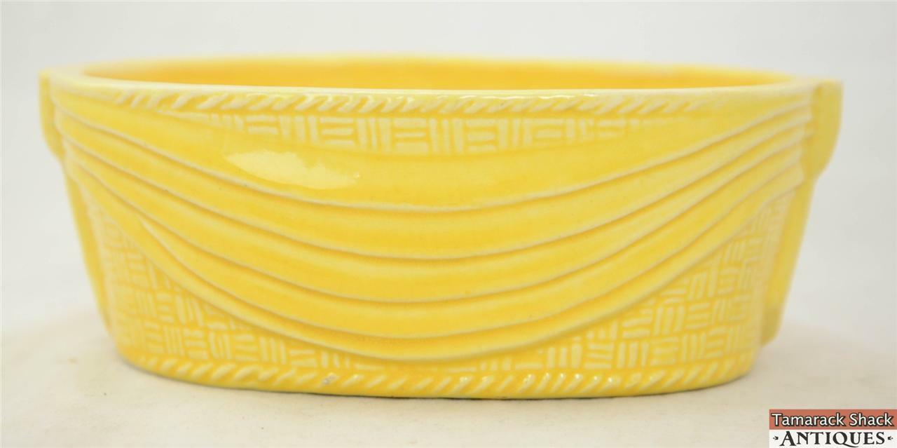 Vintage Brush Yellow Sash Drape Curtain Swag Basket Weave Planter #162 USA - Image 4