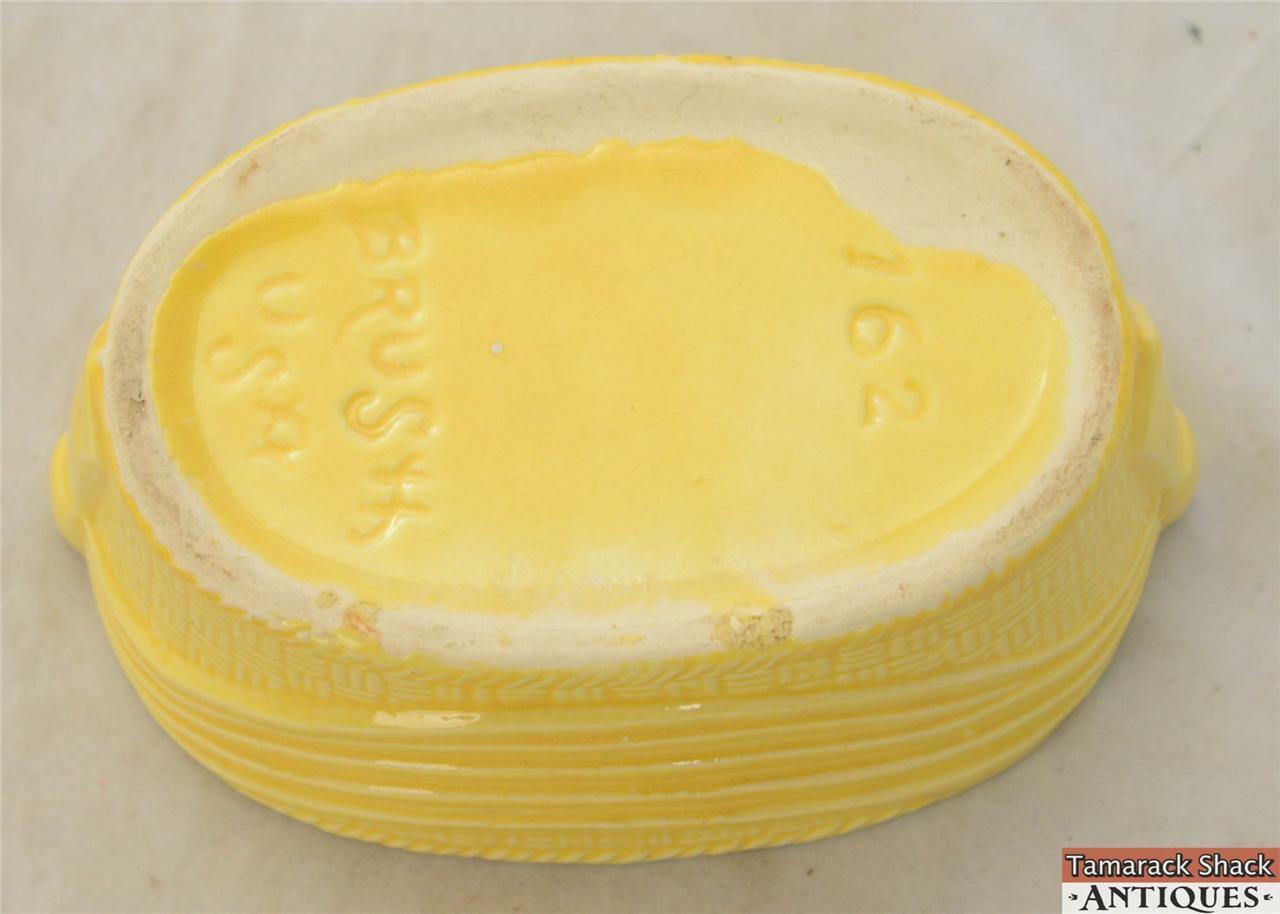 Vintage Brush Yellow Sash Drape Curtain Swag Basket Weave Planter #162 USA - Image 7