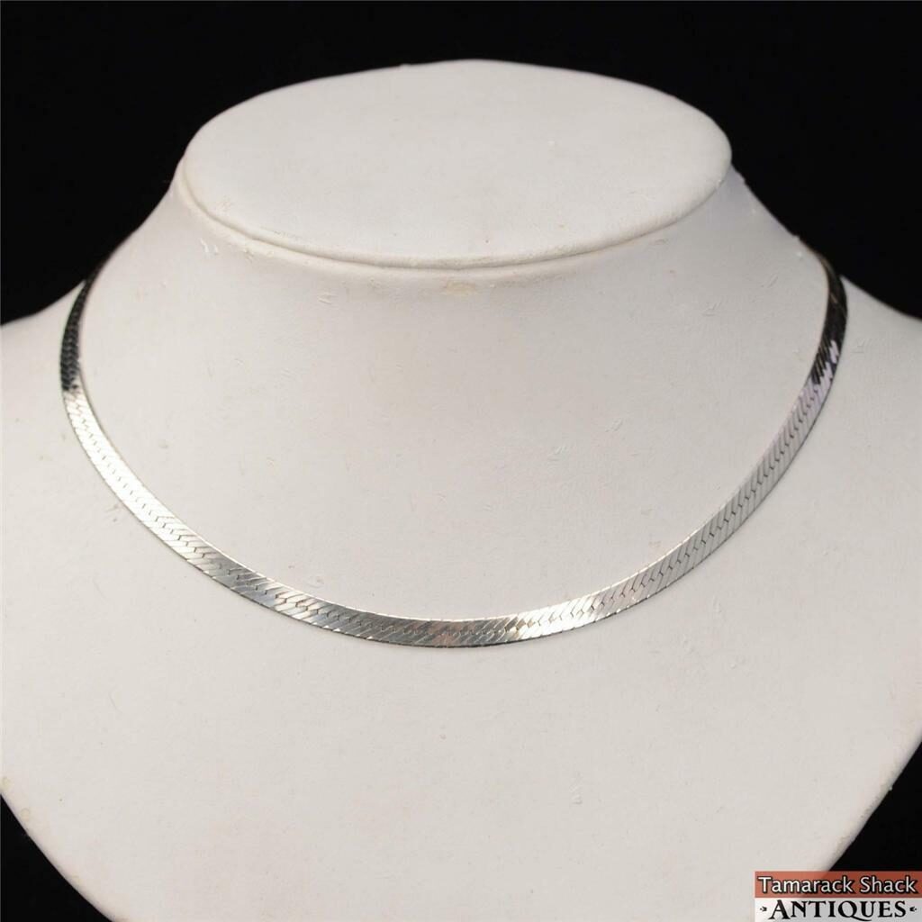 Vintage Flex Herringbone Necklace 18 Inch Long Sterling Silver 925 Made in Italy Tamarack