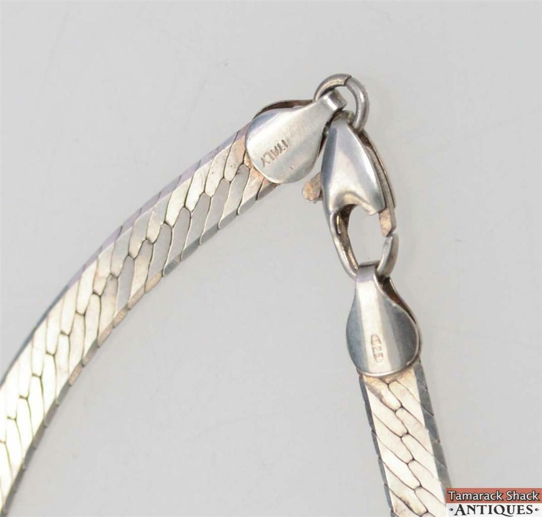 Vintage Flex Herringbone Necklace 18 Inch Long Sterling Silver 925 Made