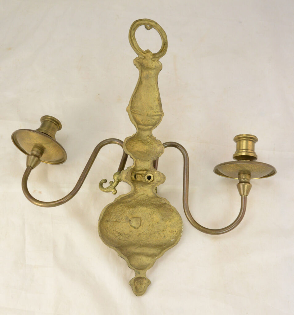 Vintage Large Heavy Solid Brass Wall Sconce 2 Arm Candle Holder